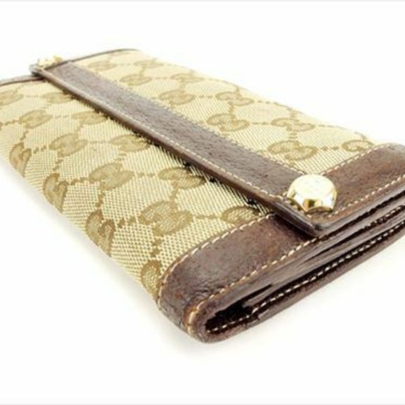 Gucci Wallet Purse G logos Brown Woman unisex Authentic Used T6321 - Picture 3 of 7